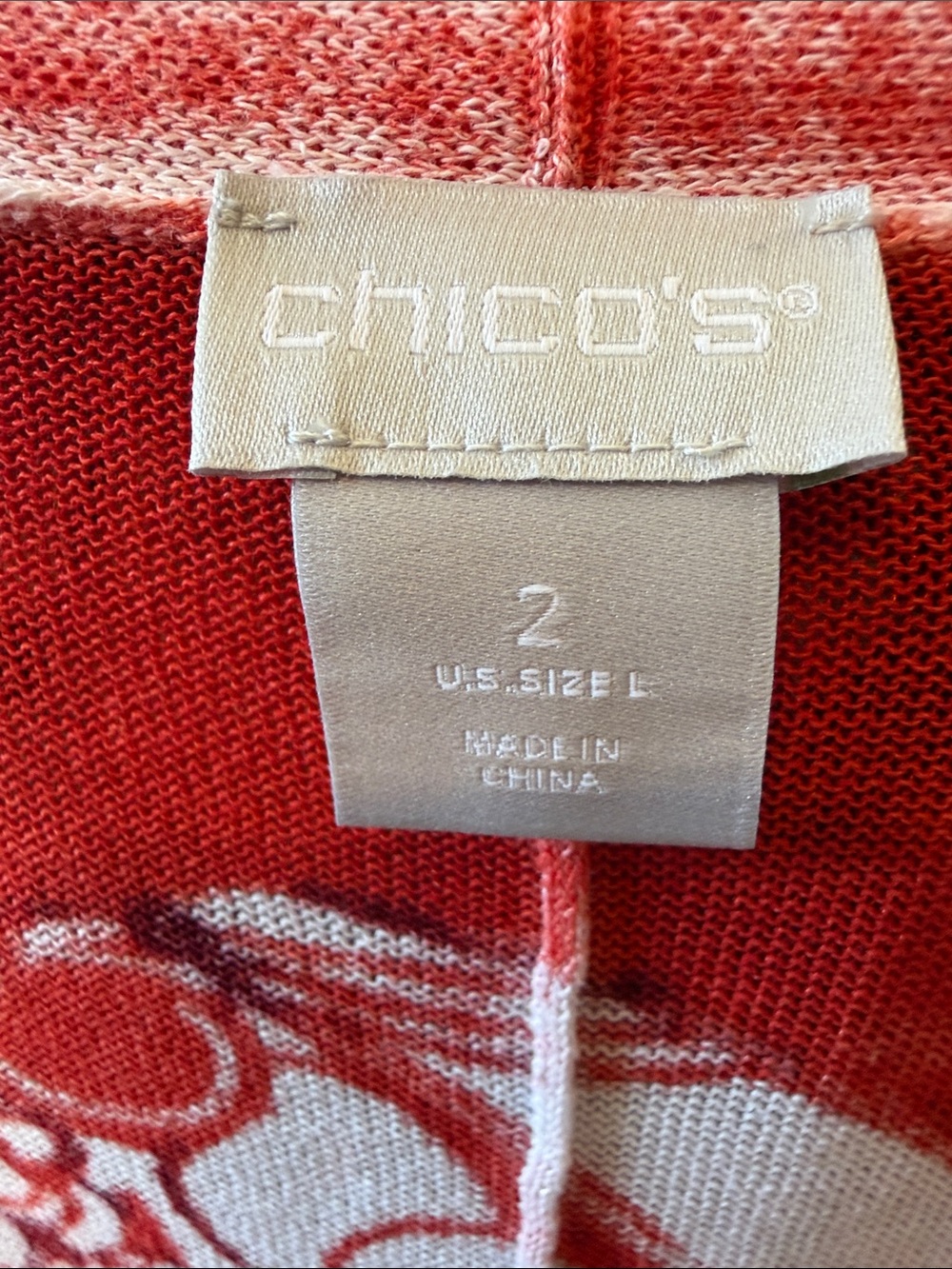 Chico's Size 2 Floral Lightweight Cardigan Red and White - Picture 7 of 8